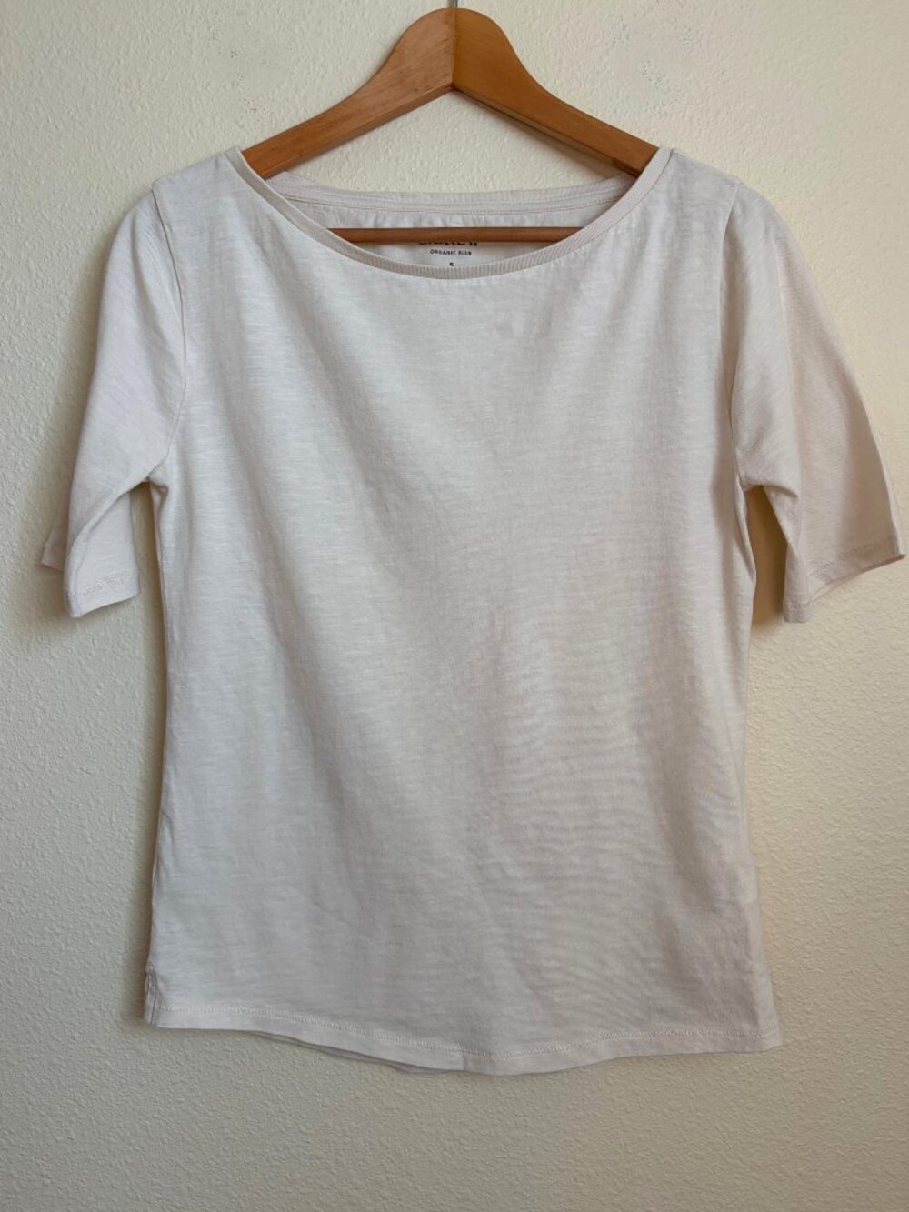 J.Crew Organic Slub Cotton Tee – Size S – Beige